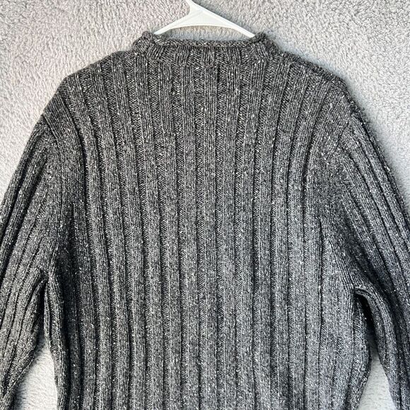 Eddie Bauer Sweater Mens L Gray Roll Neck Fisherman Cable Knit Wool Angora Blend - Picture 8 of 10